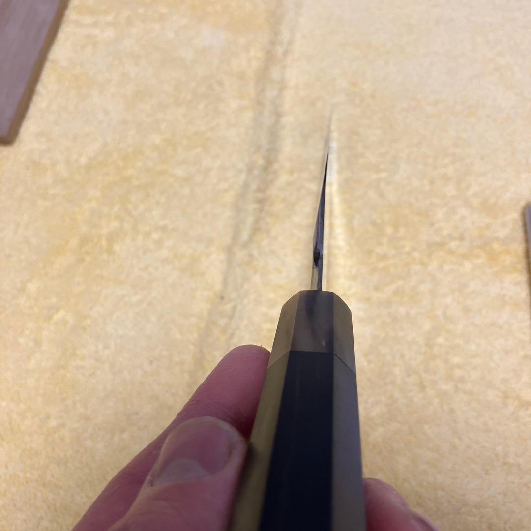 ④銀三 本焼 薄刃8寸 全鏡面 黒檀柄両水牛角 - メルカリ