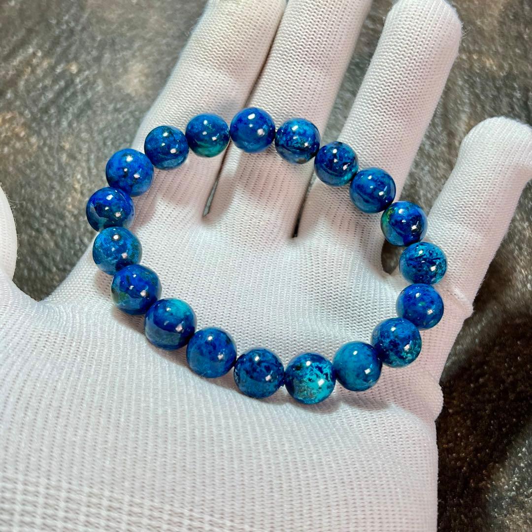 【希少】シャッタカイト(クリソコラ) ブレスレット 幸運 繁栄　5