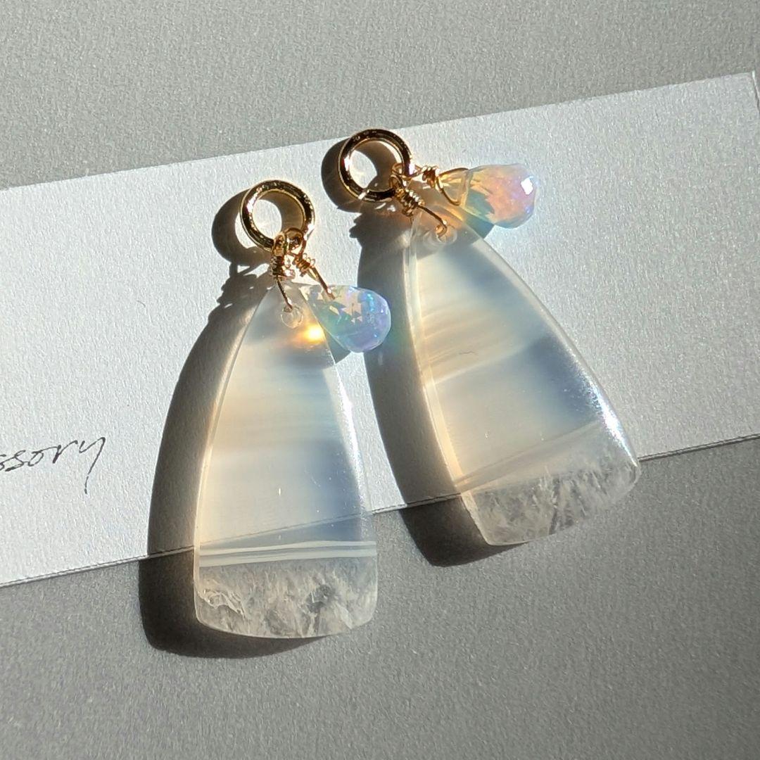 アイリスアゲート オパール ピアス