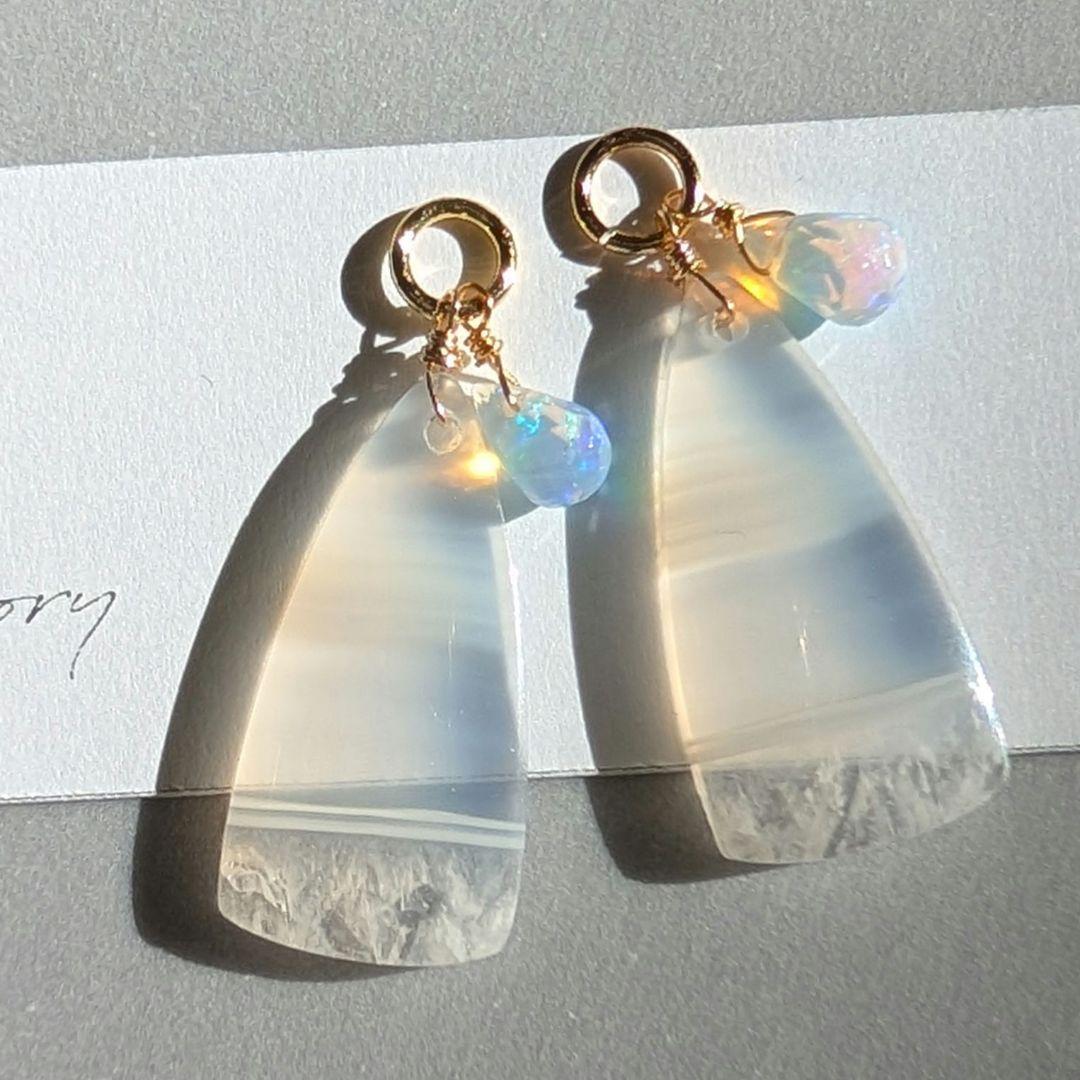 アイリスアゲート オパール ピアス