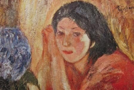 藤島武二、「紫陽花」、希少な画集の額装画、オーダーマット付・日本製新品額入り