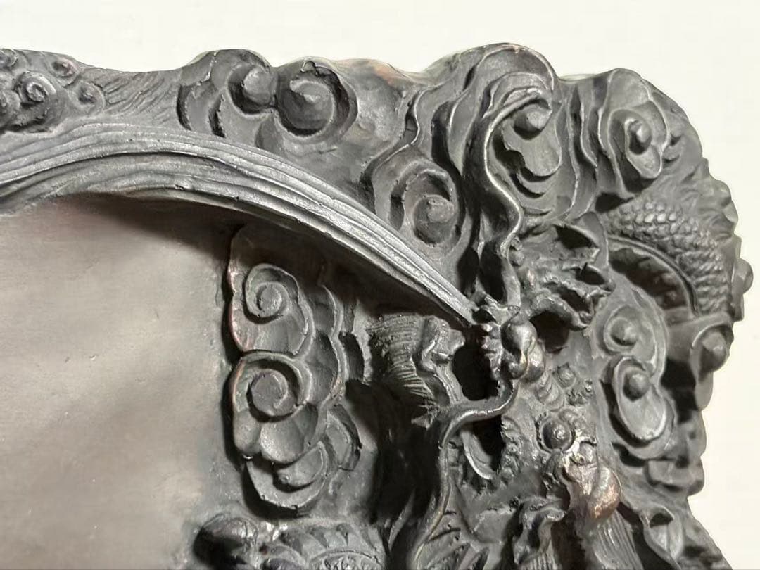 中国美術 大型端渓硯 細密龍雲彫刻硯 文房具 年代物 - メルカリ