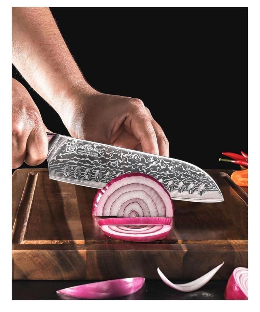 三徳包丁 高級 ダマスカス包丁 ステンレス ナイフ 両刃 プレゼント 万能310