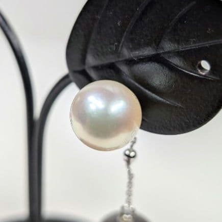 【リメイク新品】K14WG アコヤ真珠×タヒチ黒蝶真珠 2WAYピアス