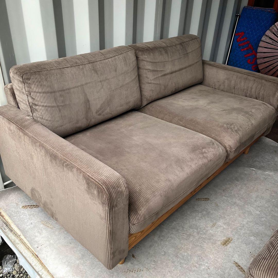 取付無料！関家具 クラッシュゲート フリート コーデュロイ2Pソファ・オットマン