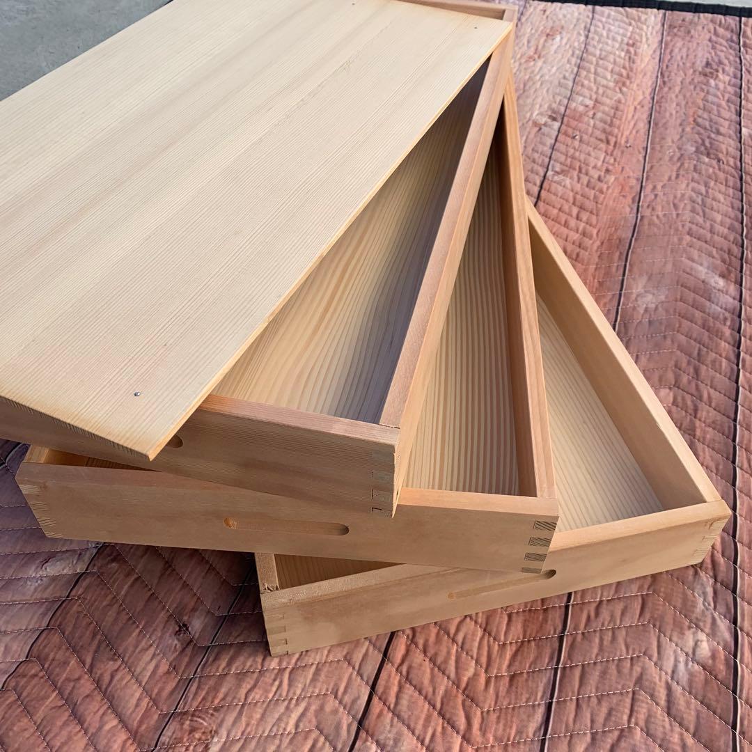 番重　御餅箱　フタ付き 3段　お餅　和菓子　食品　収納　保管