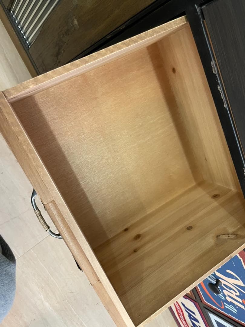 天然木　スチール　キャビネット　インダストリアル　サイドボード　引出　レトロ　棚