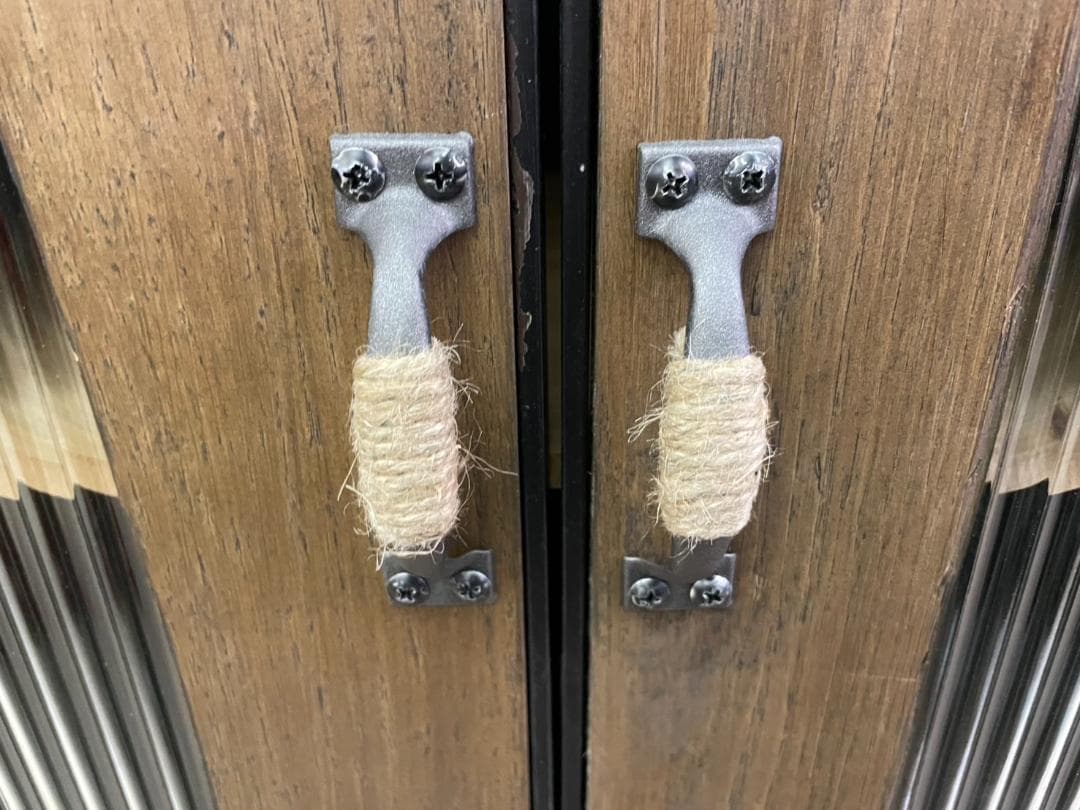 天然木　スチール　キャビネット　インダストリアル　サイドボード　引出　レトロ　棚