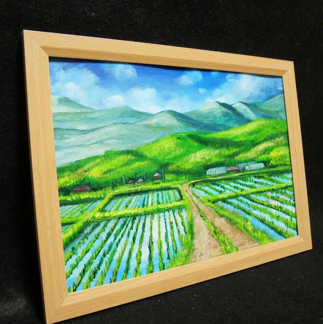 油絵 絵画 【田舎の田んぼ】