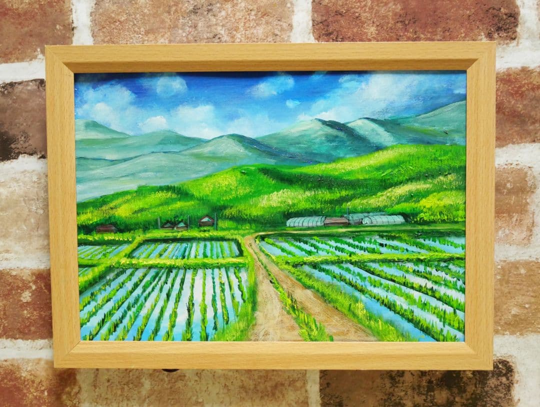 油絵 絵画 【田舎の田んぼ】