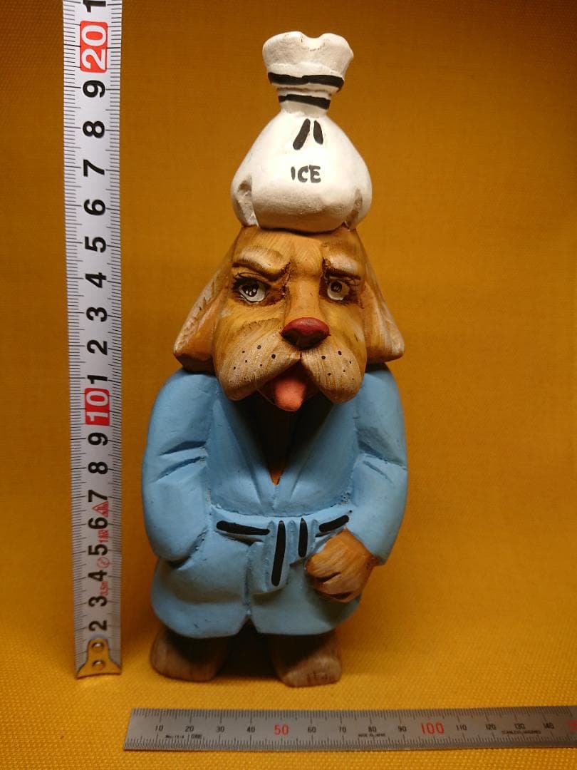 ビンテージ　人形　犬　木彫　彫像　置物　インテリア　工芸品　美術品　A1119