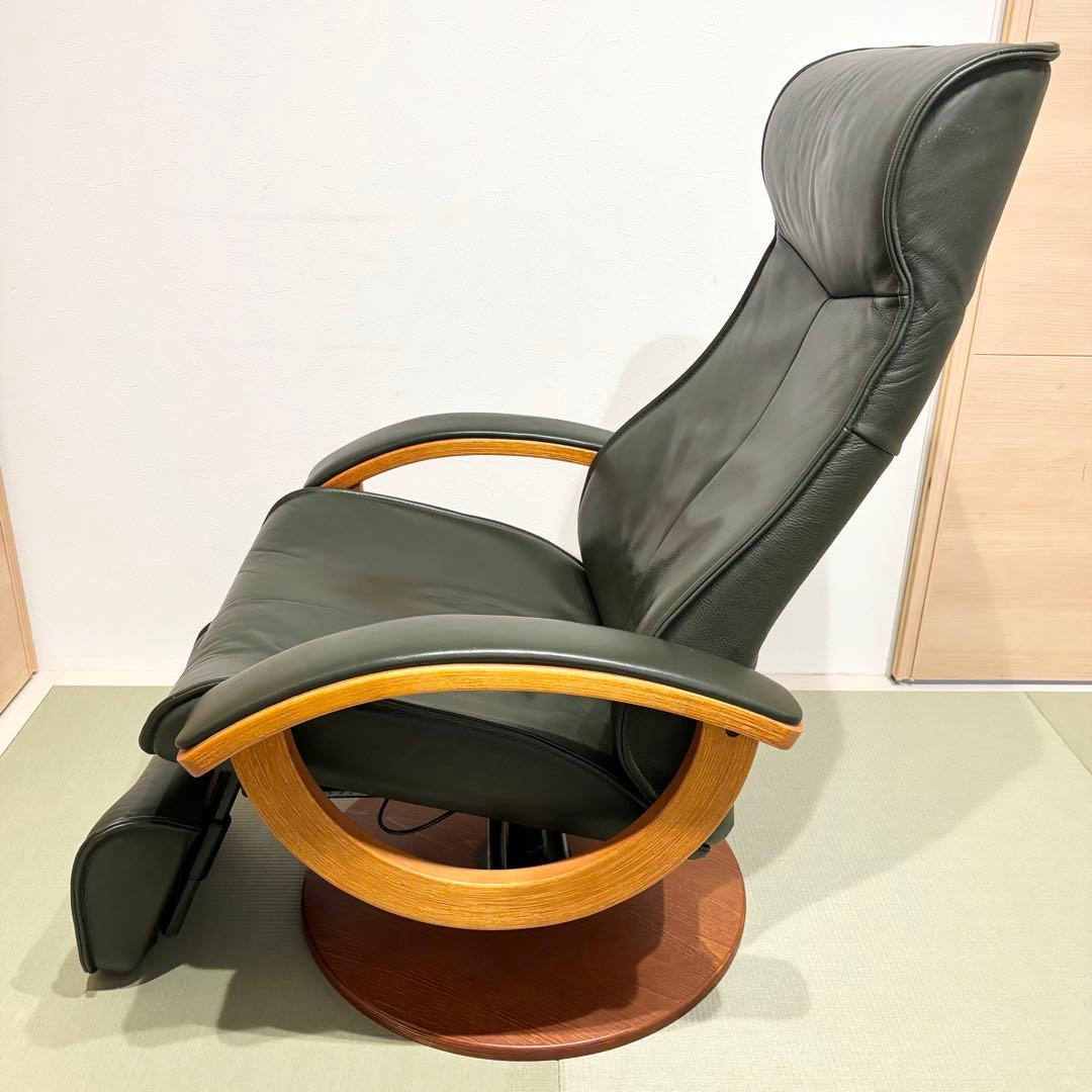 デンマーク製 KEBE ケベ 本革 リクライニングチェア KE ダークグリーン