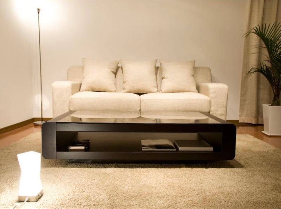 ブラックガラストップリビングテーブル/Loob