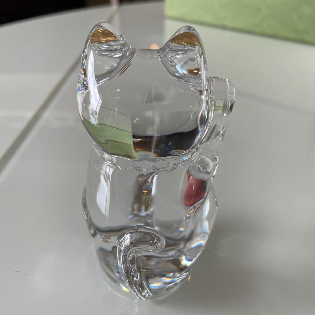 美品 Baccarat クリスタルガラス 招き猫 ラッキーキャット まねき猫