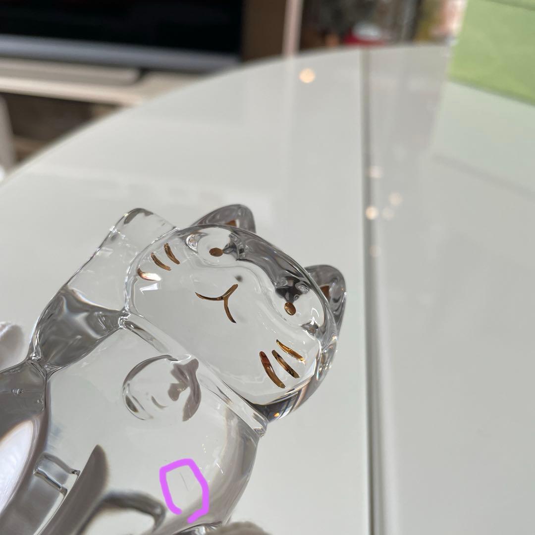 美品 Baccarat クリスタルガラス 招き猫 ラッキーキャット まねき猫