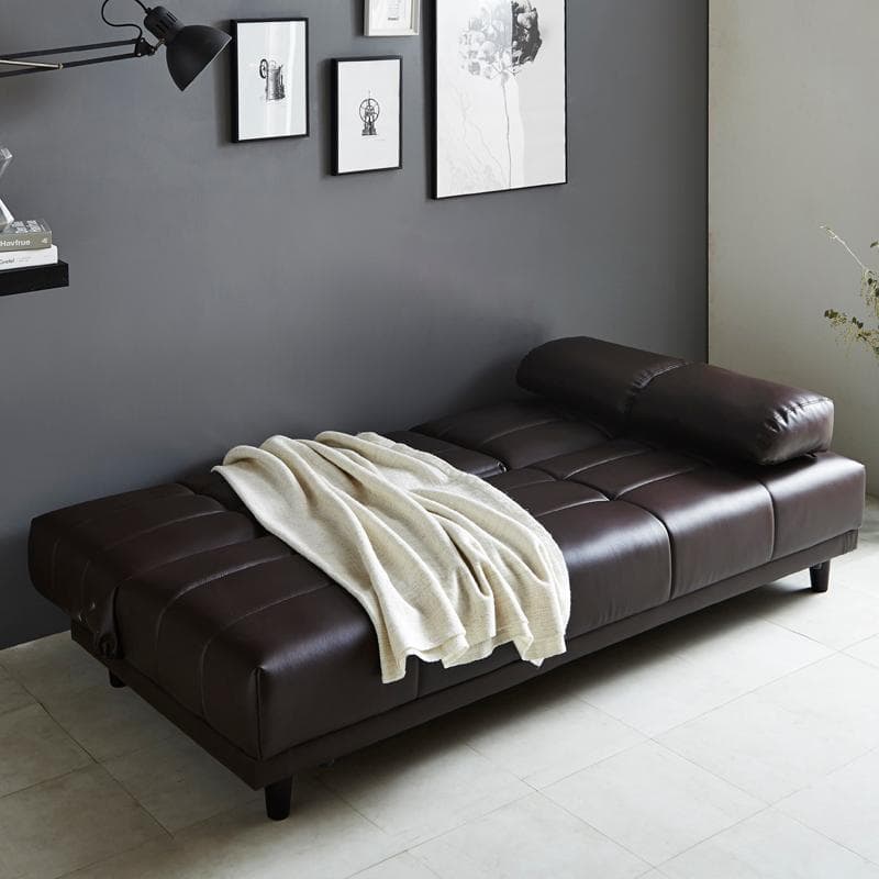 ソファベッド　クッション2個付　ダークブラウン