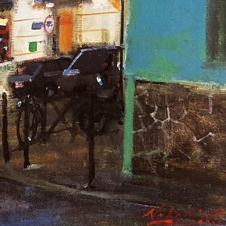 中西繁【夜のルピック通り（パリ）】希少な額装用画集より、新品額装