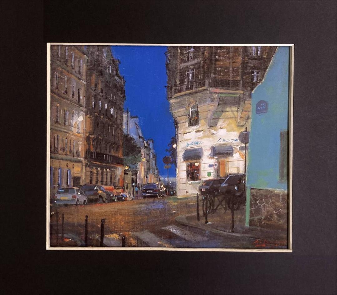 中西繁【夜のルピック通り（パリ）】希少な額装用画集より、新品額装