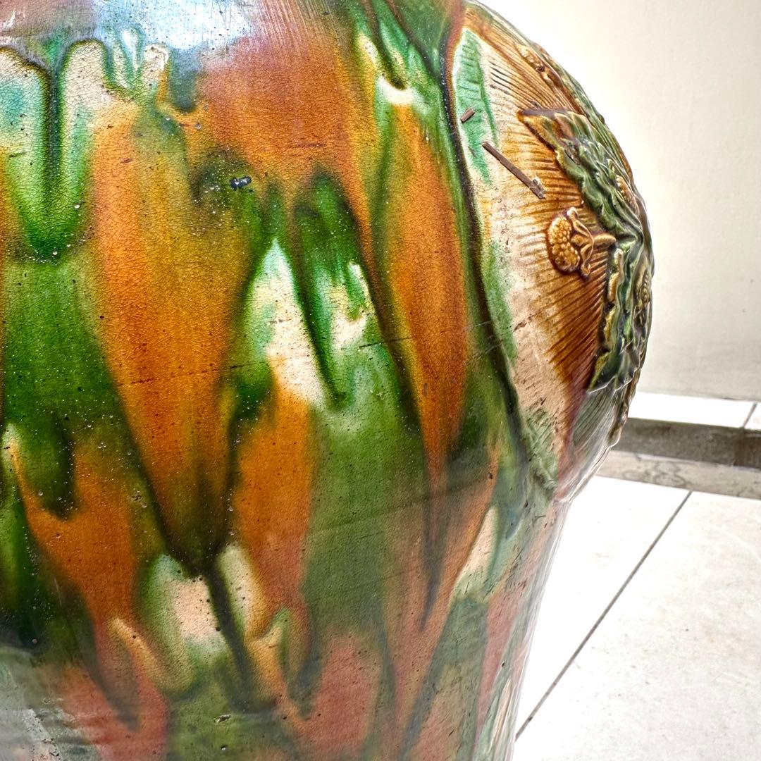 唐三彩 壺 双耳 唐物 装飾 中国美術 中国古玩 骨董