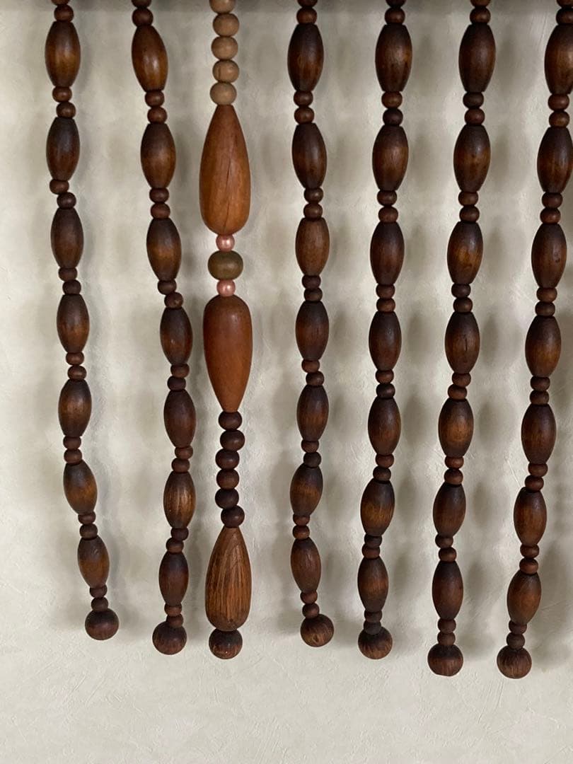 値下げ】昭和レトロ 珠のれん 13連 木製 のれん 当時物 アンティーク