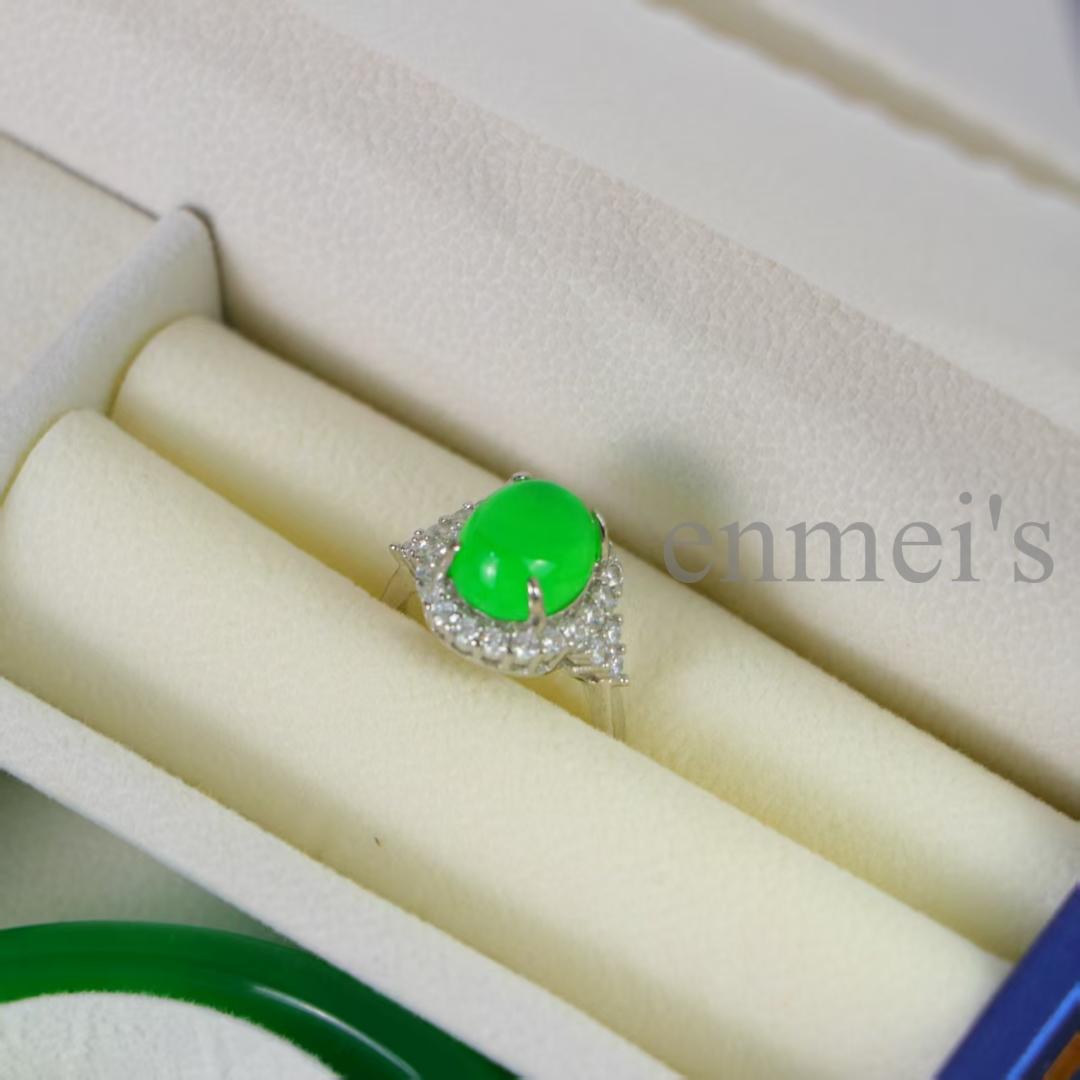 高級天然冰種翡翠 仏像モチーフジュエリーセット 銀製装飾付 精工細作 宗教美術品