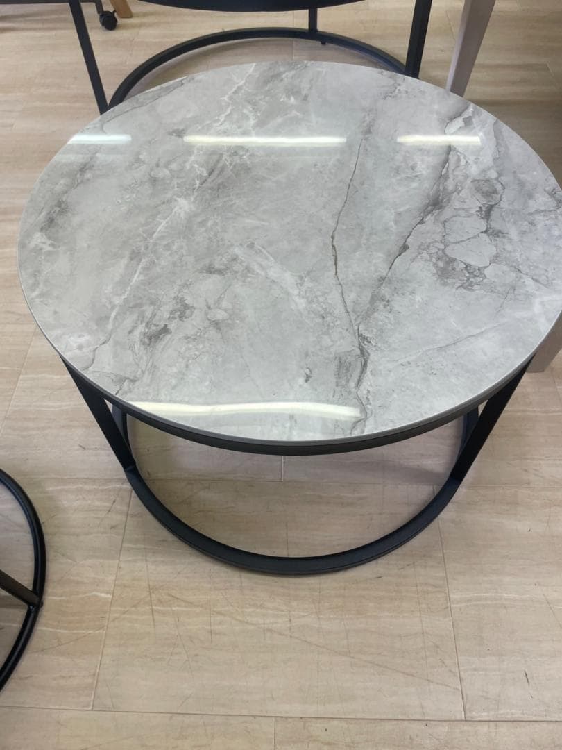 大理石風　ネストテーブル　テーブルセット　丸　円　テーブル　ホワイト　白　大理石