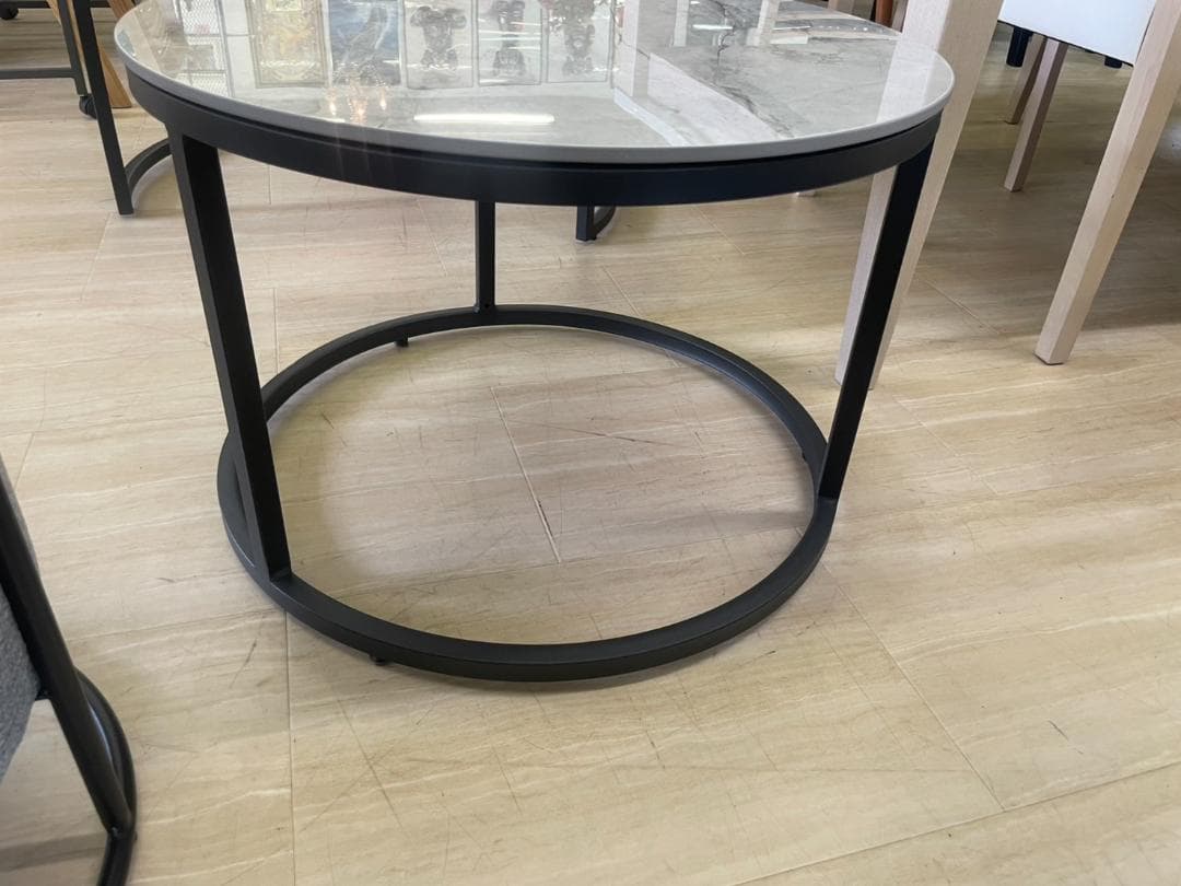 大理石風　ネストテーブル　テーブルセット　丸　円　テーブル　ホワイト　白　大理石