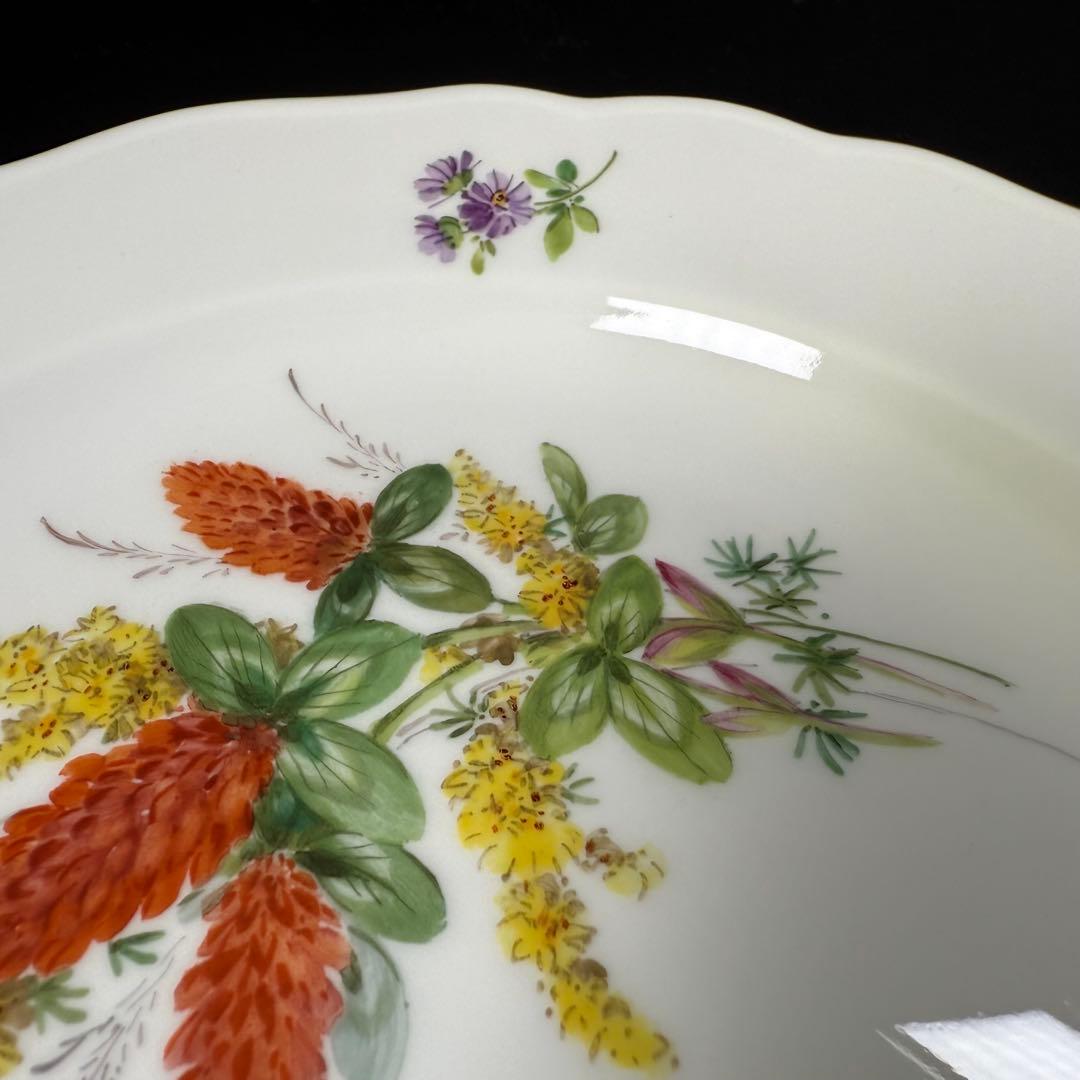 未使用 マイセン 金彩 自然主義 花 蝶 プレート(18cm)1枚①、1級品