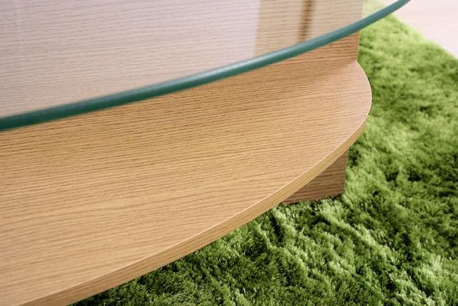 ガラス天板棚付オーバルテーブル幅105cmローテーブル ガラステーブル（223）