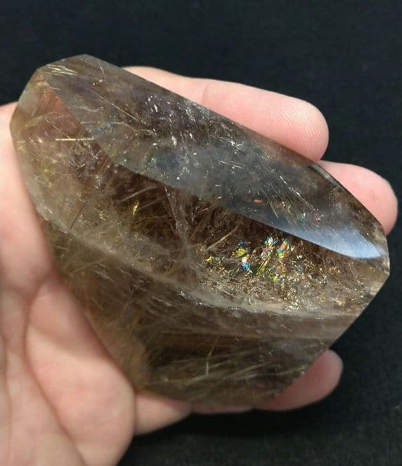 【虹】ゴールドルチル《原石》専用台座付き　置物　クラスター　天然　金運　仕事運