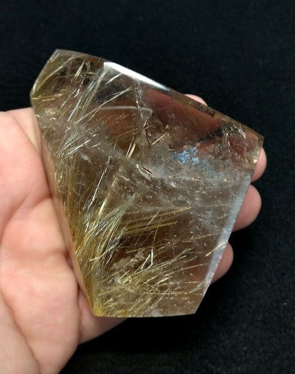 【虹】ゴールドルチル《原石》専用台座付き　置物　クラスター　天然　金運　仕事運