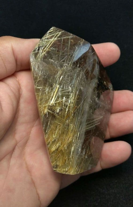 【虹】ゴールドルチル《原石》専用台座付き　置物　クラスター　天然　金運　仕事運