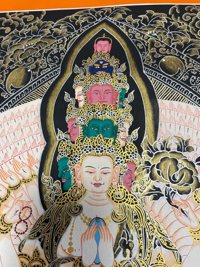 《 チベット密教　1点物 》 手描き　曼荼羅　十一面観音　千手観音　仏教　密教