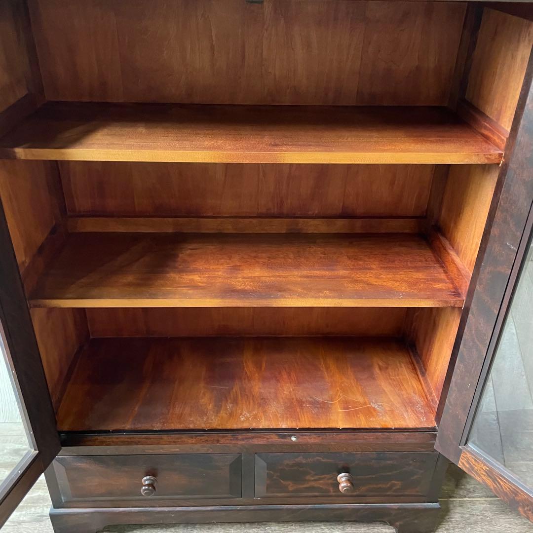 民芸家具 書棚 本棚 ガラスキャビネット アンティーク家具 ガラス扉 和家具