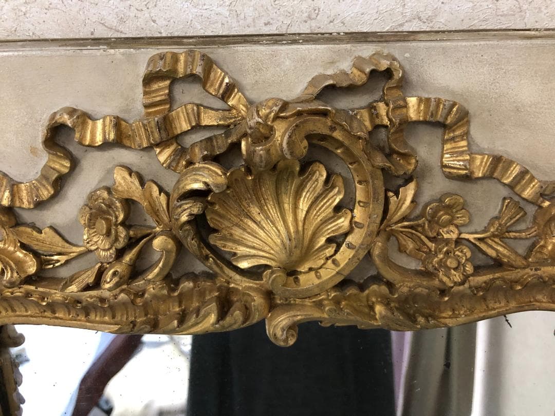 フランスアンティーク　ミラー　リボン装飾