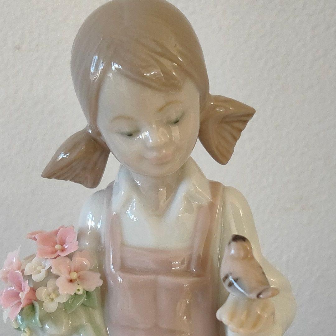 lladro 小鳥と話す少女