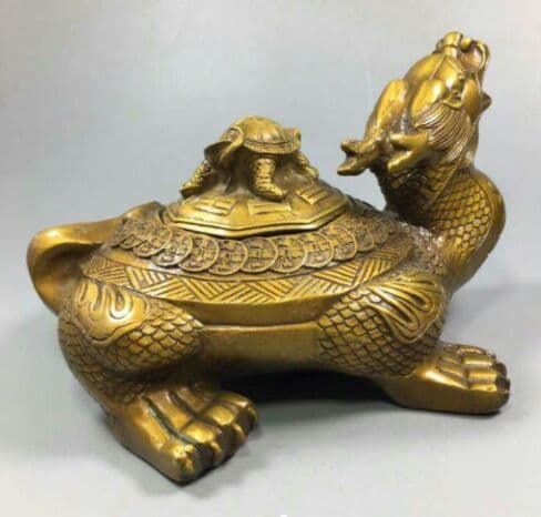 真鍮の龍亀香炉八卦子母亀置物