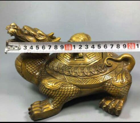 真鍮の龍亀香炉八卦子母亀置物