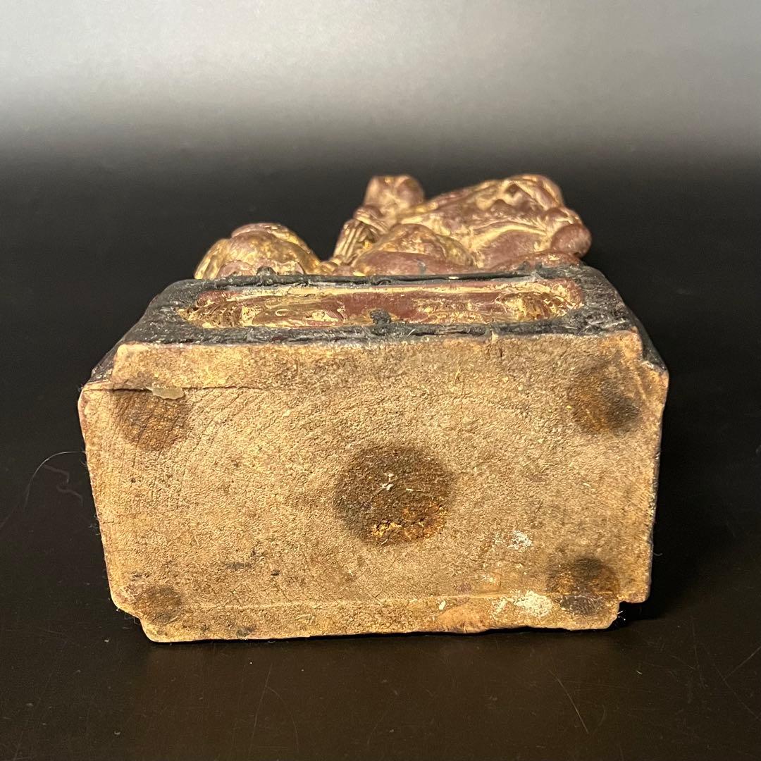 ◎古道具 庵々◎清朝中後期 木彫 守護獅子置物◎狛犬 唐物中国古美術 骨董古寺院