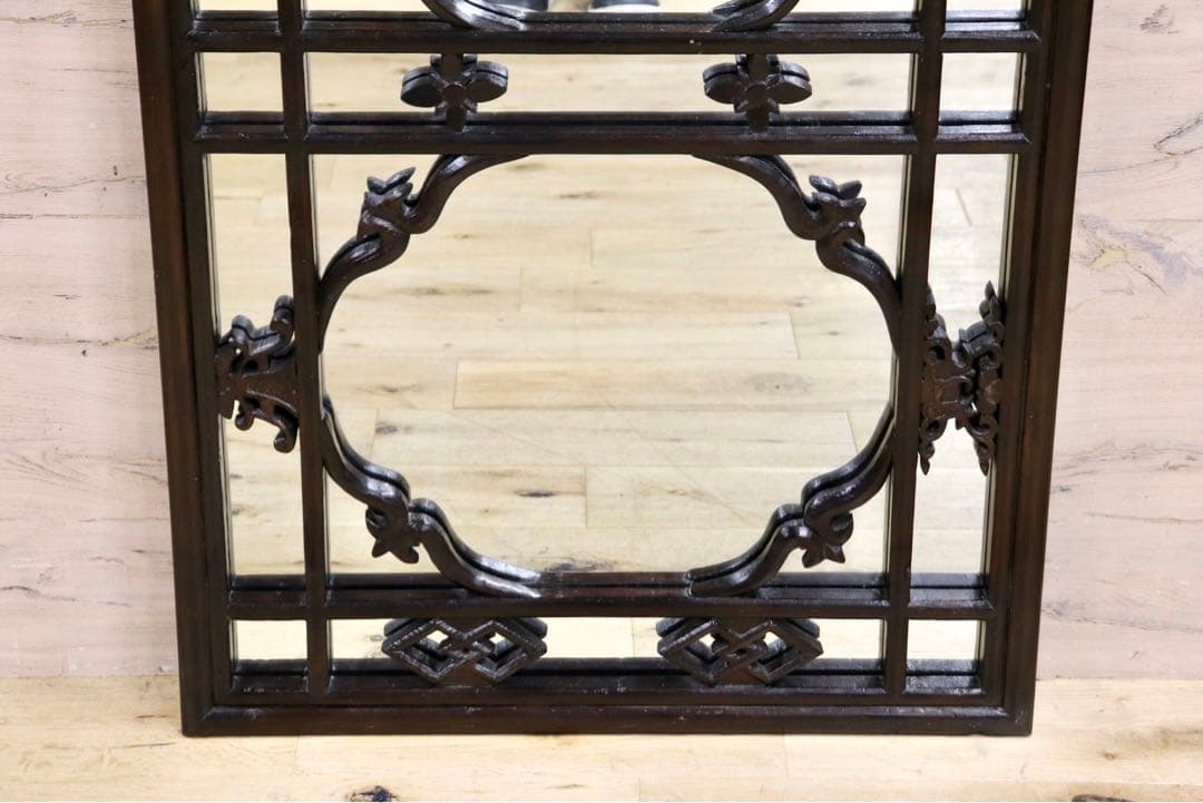 GMHK836H○中国アンティーク ウォールミラー 木製 古材 鏡 壁掛けミラー