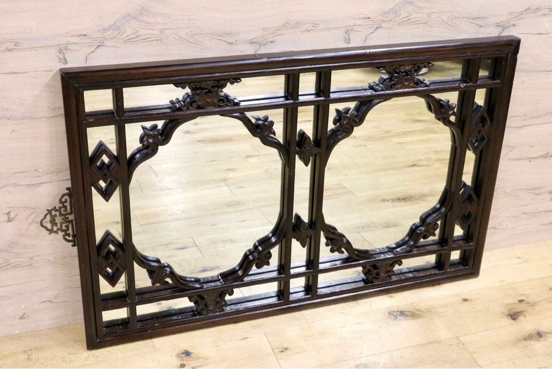 GMHK836H○中国アンティーク ウォールミラー 木製 古材 鏡 壁掛けミラー