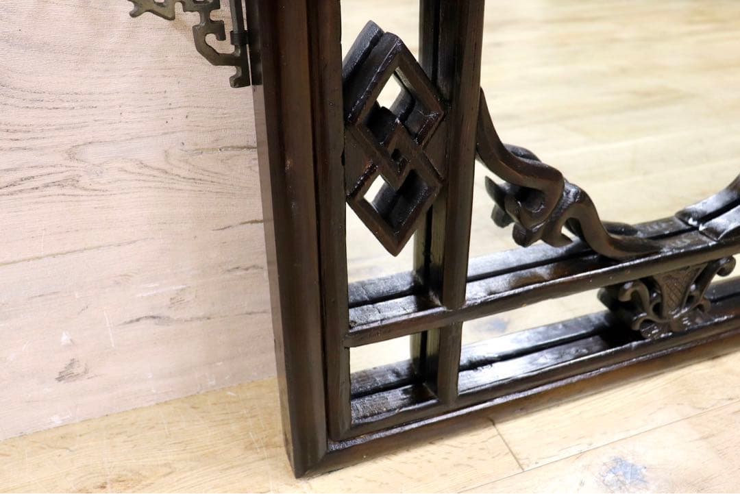 GMHK836H○中国アンティーク ウォールミラー 木製 古材 鏡 壁掛けミラー