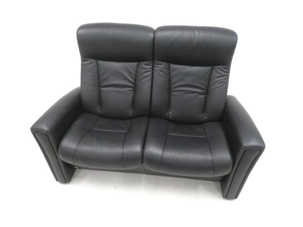 展示品　シモンズ　フィヨルド　総本革　レザー　ラブソファ　2人掛けソファ