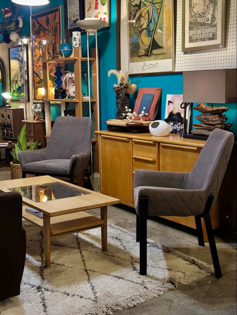 キルティングバックファブリックアームチェア【monoroom町田】