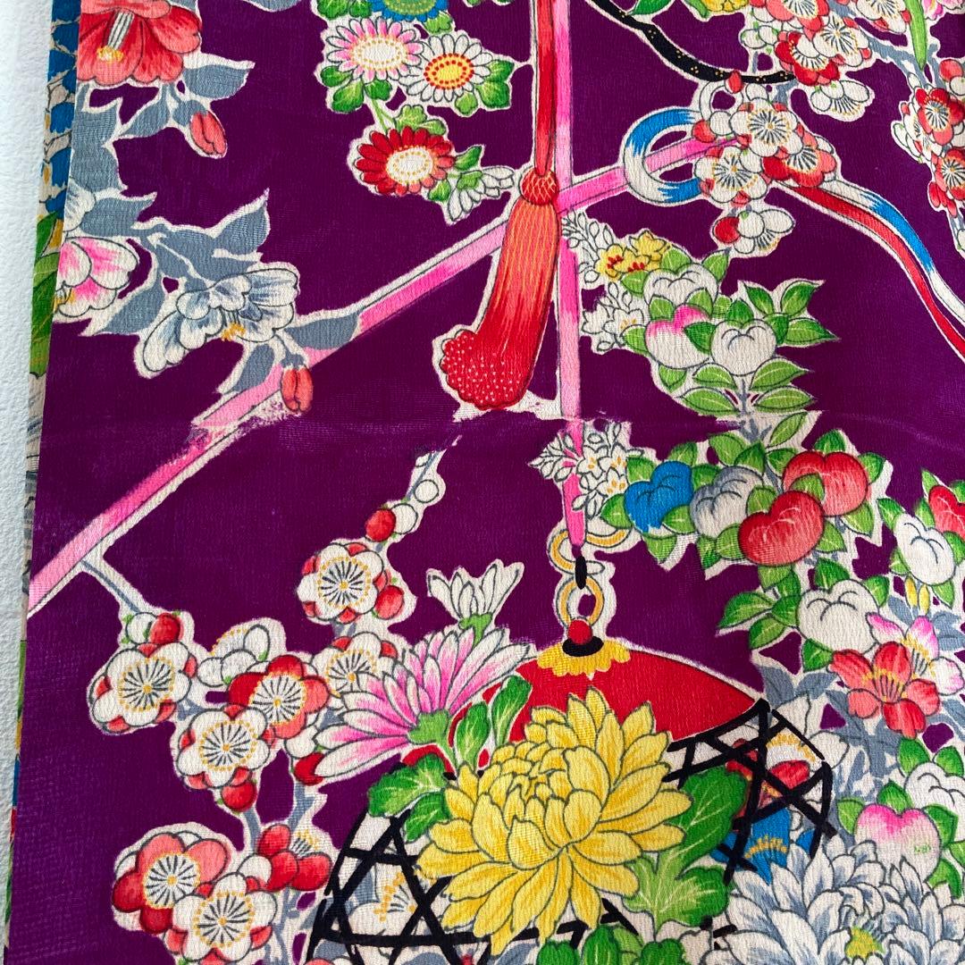 七五三　アンティーク 花づくし 女の子 子供着物 No760