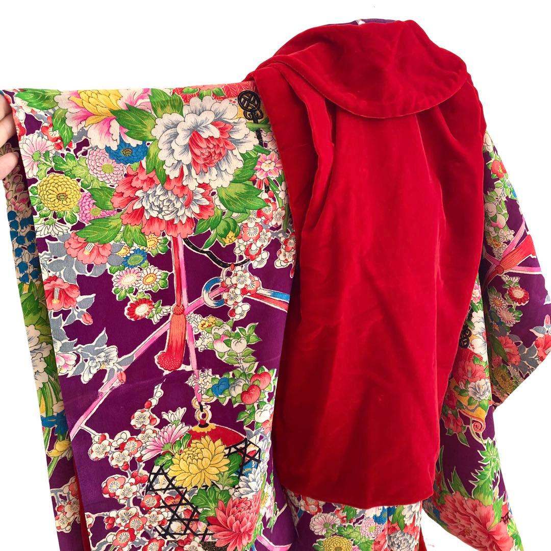 七五三　アンティーク 花づくし 女の子 子供着物 No760