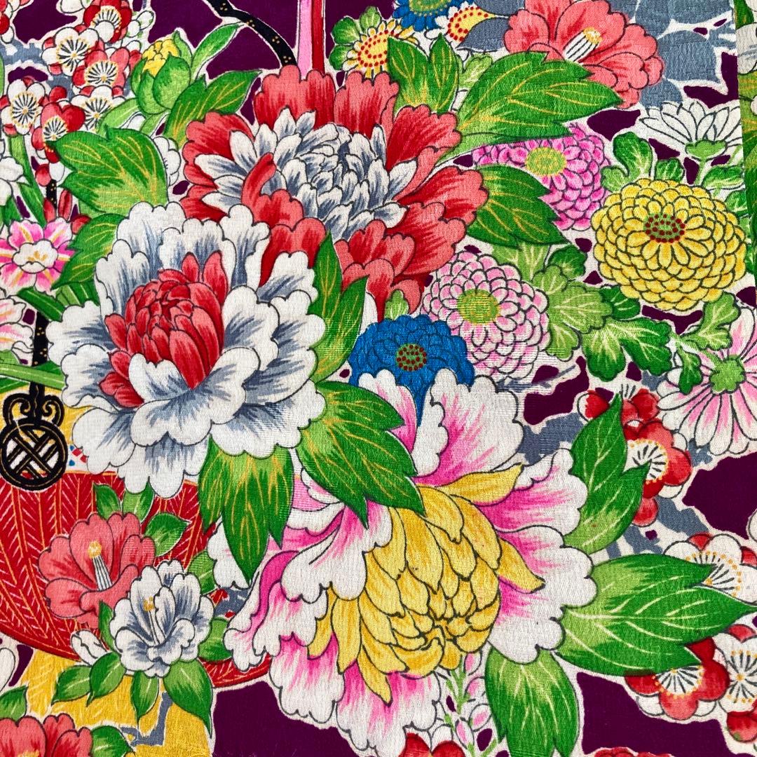 七五三　アンティーク 花づくし 女の子 子供着物 No760