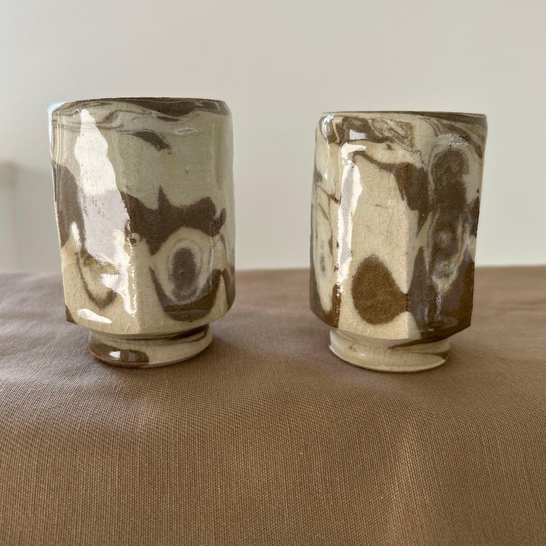 ☆羽柴良一 作 東原窯 志野湯呑 二客 共箱付き☆ - メルカリ