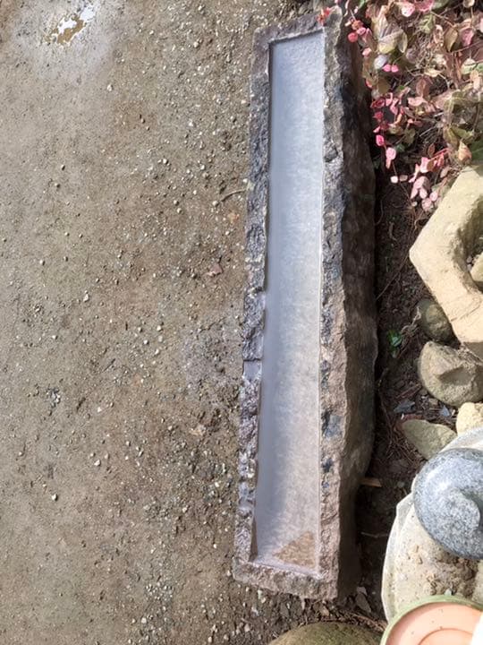 天然石一文字四方長型水鉢・長鉢・蹲