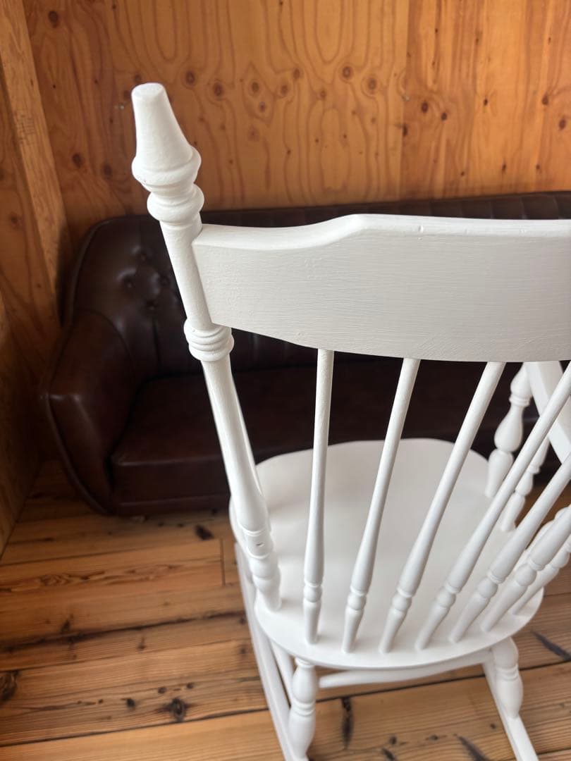 ホワイトペイント白い木製ロッキングチェアヴィンテージシャビーシックフレンチロココ